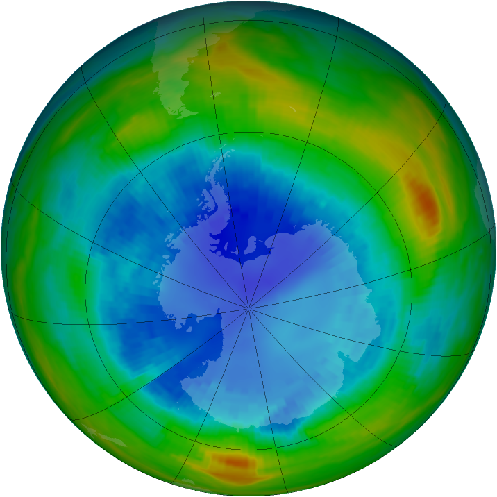 Antarctic ozone map for 30 August 1987
